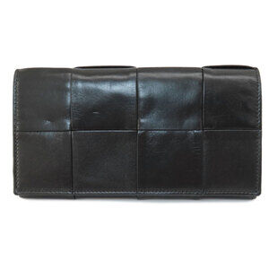 BOTTEGA VENETA Black Leather Intrecciato Wallet
